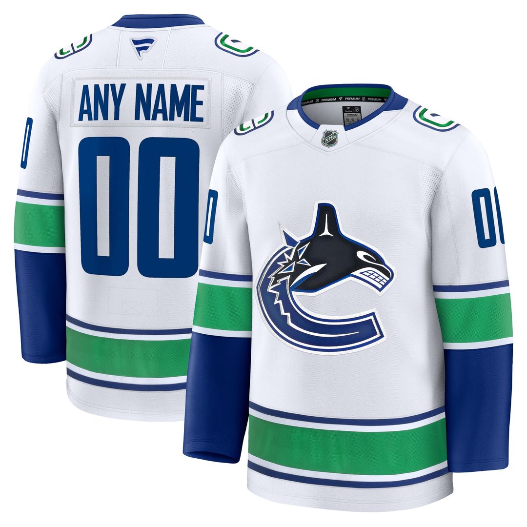 Vancouver Canucks Fanatics Away Premium Custom Jersey - White
