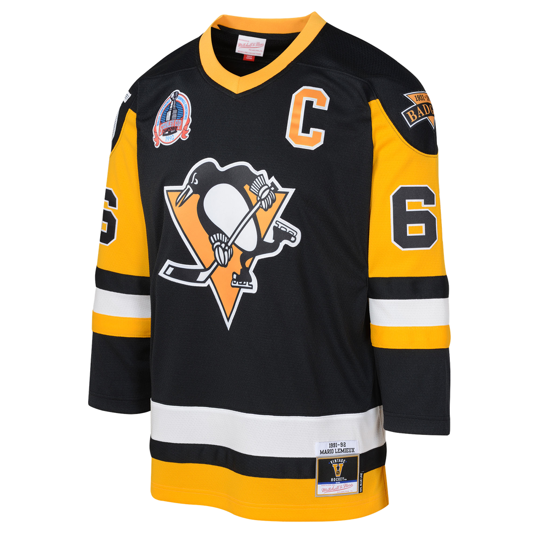 Mario Lemieux Pittsburgh Penguins Mitchell & Ness Youth 1991/92 Captain Patch Power Play Player Jersey - Black