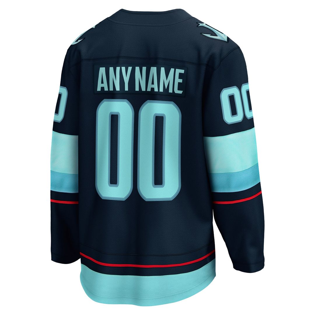 Seattle Kraken Fanatics Home  Breakaway Custom Jersey - Deep Sea Blue