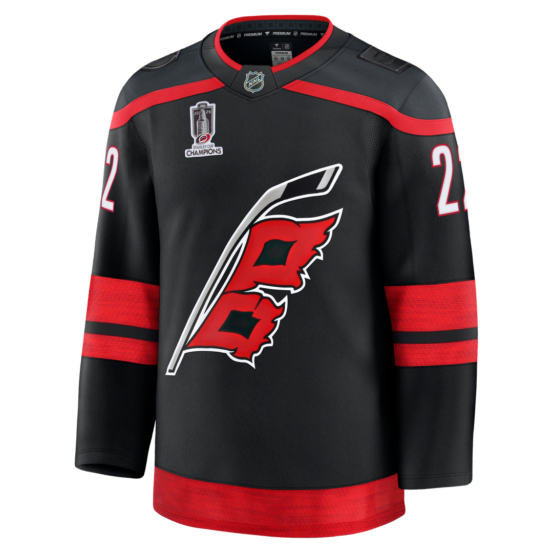 Seth Jarvis Carolina Hurricanes Fanatics 2026 Stanley Cup Champions Home Premium Patch Jersey - Black