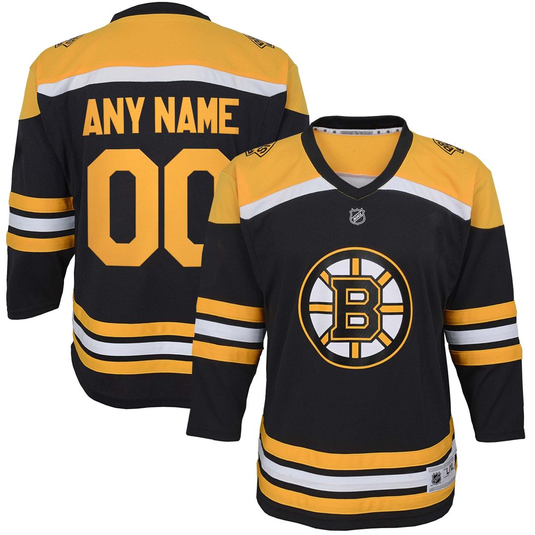 Boston Bruins Youth Home Replica Custom Jersey - Black