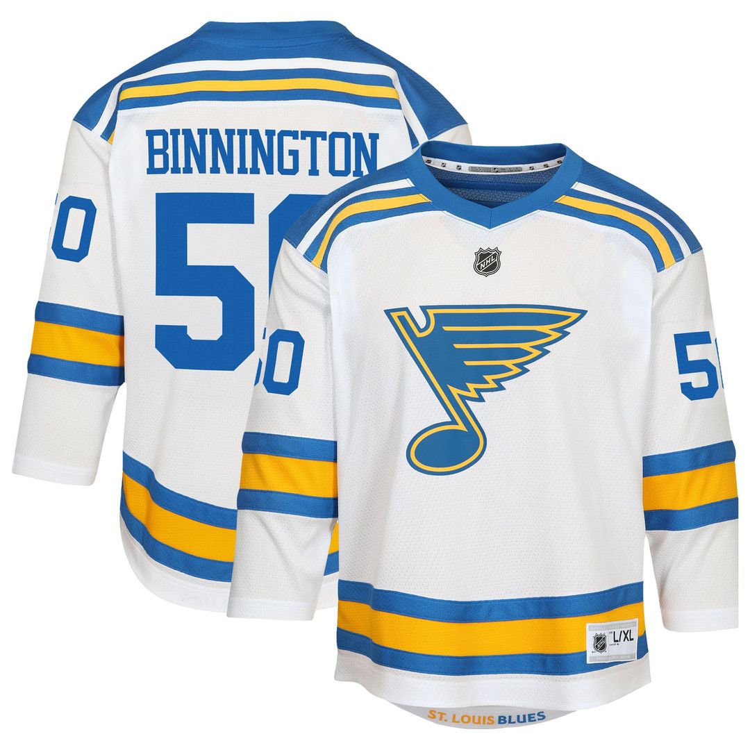 Jordan Binnington St. Louis Blues Youth Away Replica Player Jersey - White